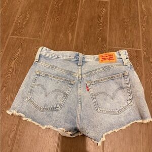 Levi's Light Blue Denim Frayed Hem Cutoff Shorts